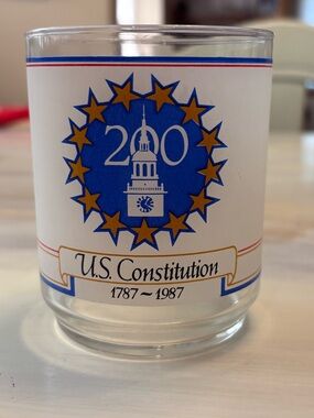 EUC Vintage 200th Anniversary US Constitution Clear Glass Cup 1987